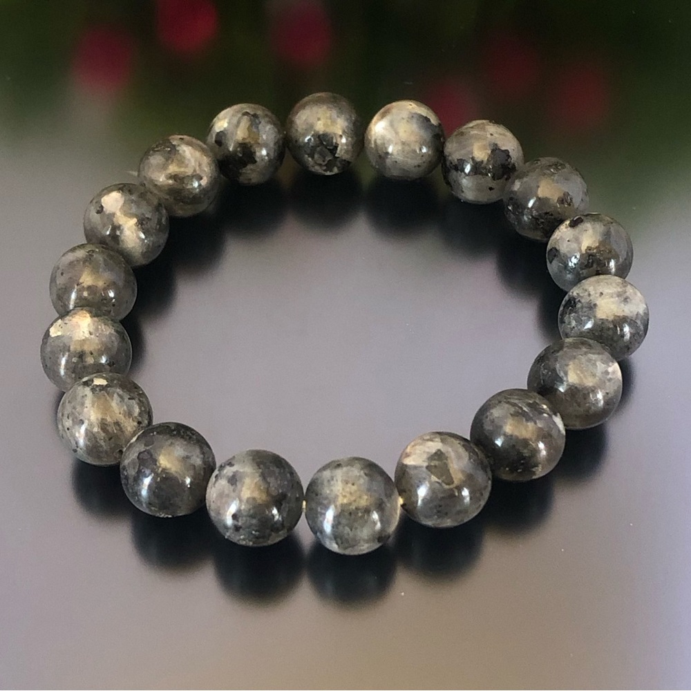 Larvikite 10mm Natural Stone Beads Stretchable Bracelet